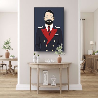 Minimalistisch portret van man in uniform canvas