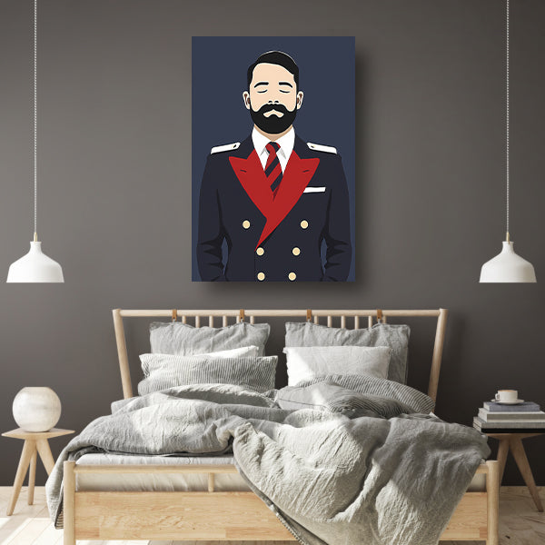 Minimalistisch portret van man in uniform poster