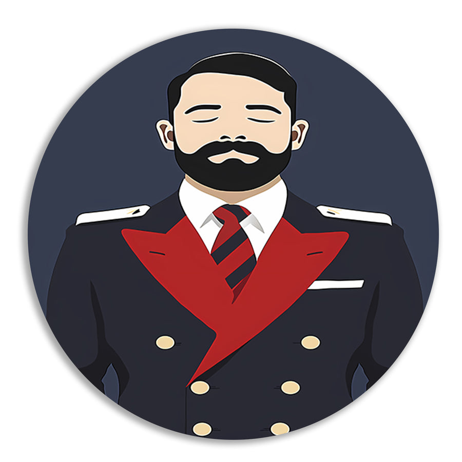 Minimalistisch portret van man in uniform forex muurcirkel
