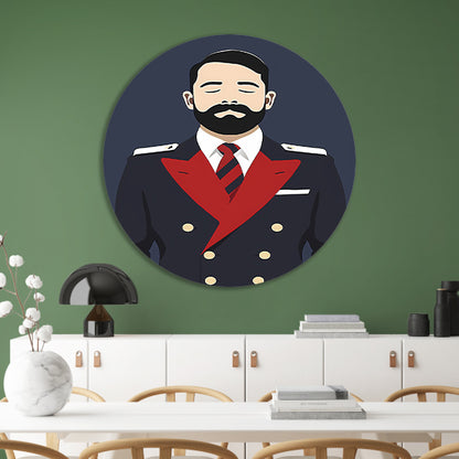 Minimalistisch portret van man in uniform forex muurcirkel