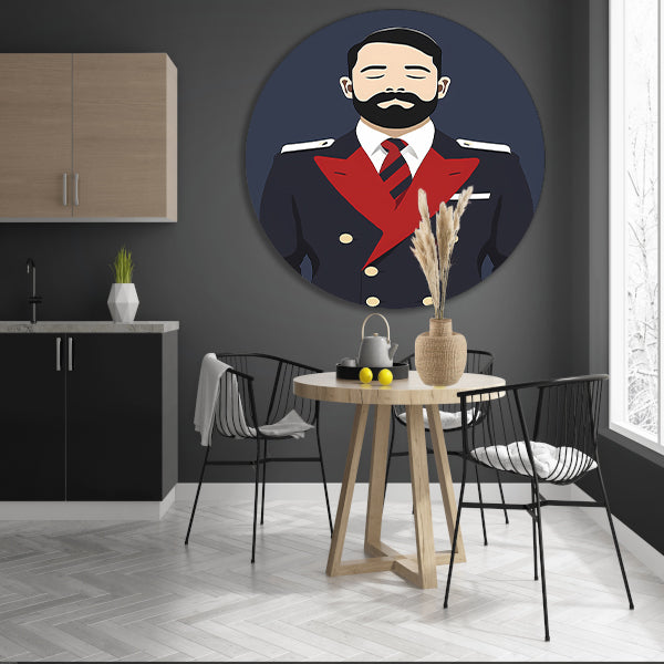 Minimalistisch portret van man in uniform forex muurcirkel