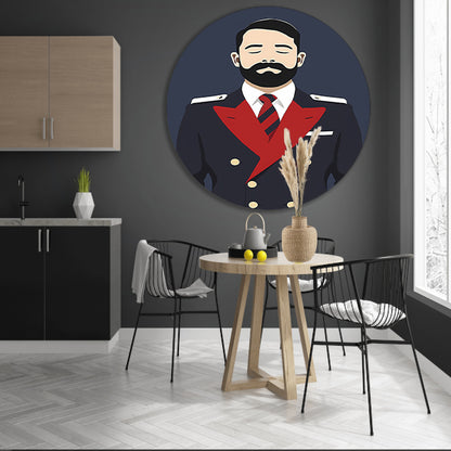 Minimalistisch portret van man in uniform forex muurcirkel