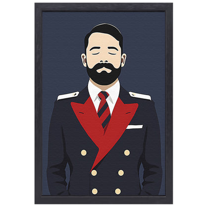 Minimalistisch portret van man in uniform canvas met baklijst