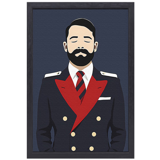 Minimalistisch portret van man in uniform canvas met baklijst