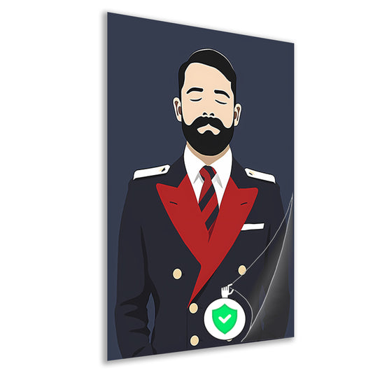 Minimalistisch portret van man in uniform poster