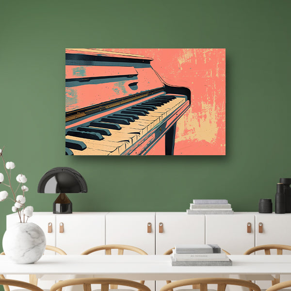 Piano in kleurrijke retro stijl poster