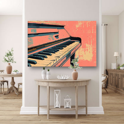 Piano in kleurrijke retro stijl poster