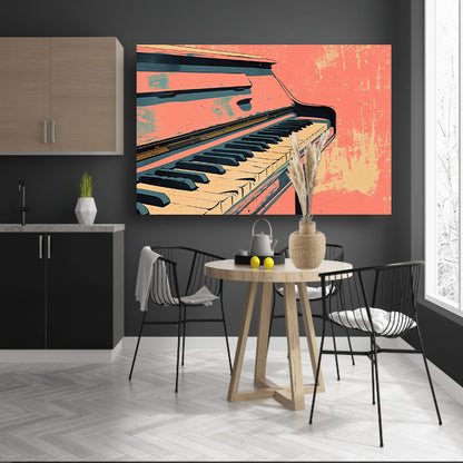 Piano in kleurrijke retro stijl poster