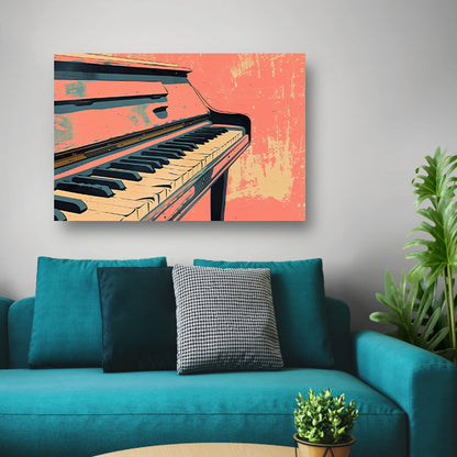 Piano in kleurrijke retro stijl poster