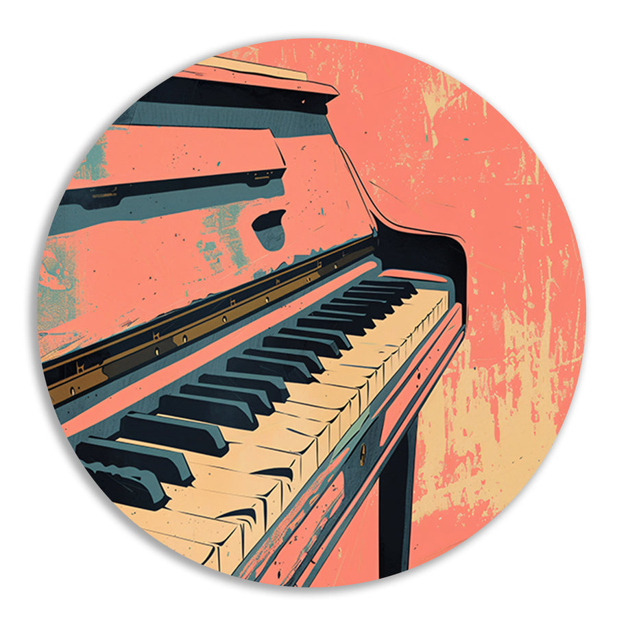 Piano in kleurrijke retro stijl forex muurcirkel