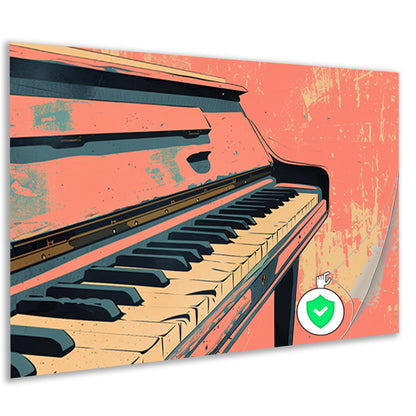 Piano in kleurrijke retro stijl poster