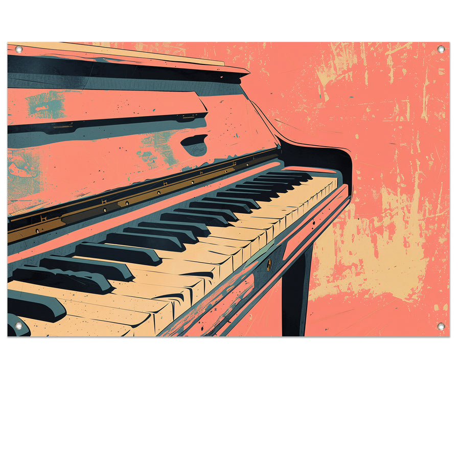 Piano in kleurrijke retro stijl tuinposter
