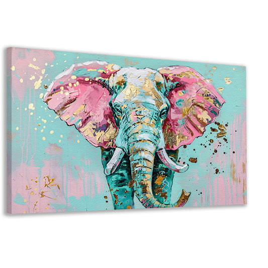 Kleurrijk abstract olifant schilderij met spetters canvas