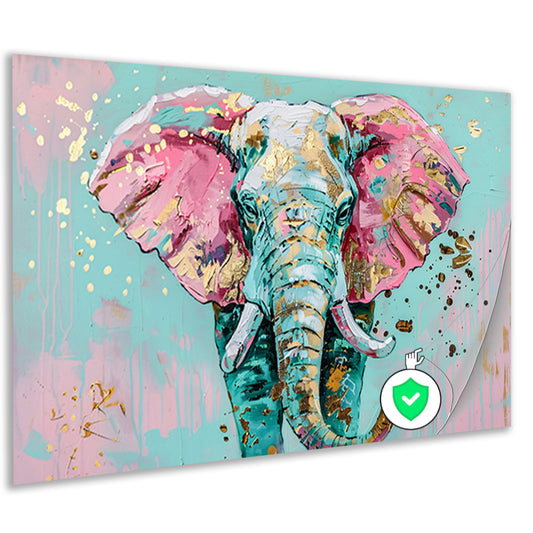 Kleurrijk abstract olifant schilderij met spetters poster