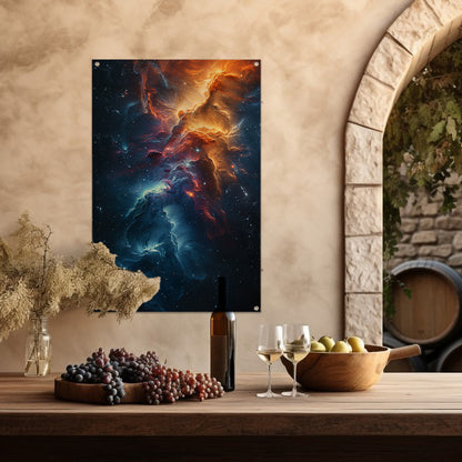 Nevel in Kosmische Verfstroken tuinposter