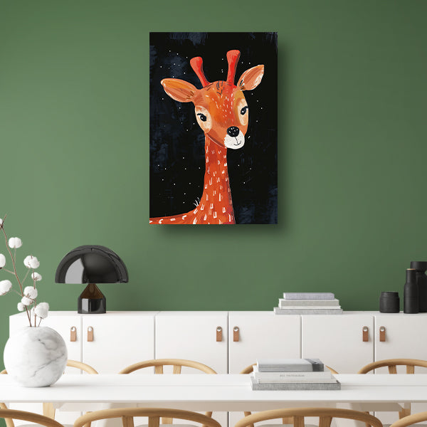 Abstract giraf onder de sterrenhemel canvas