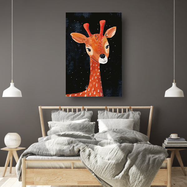 Abstract giraf onder de sterrenhemel canvas