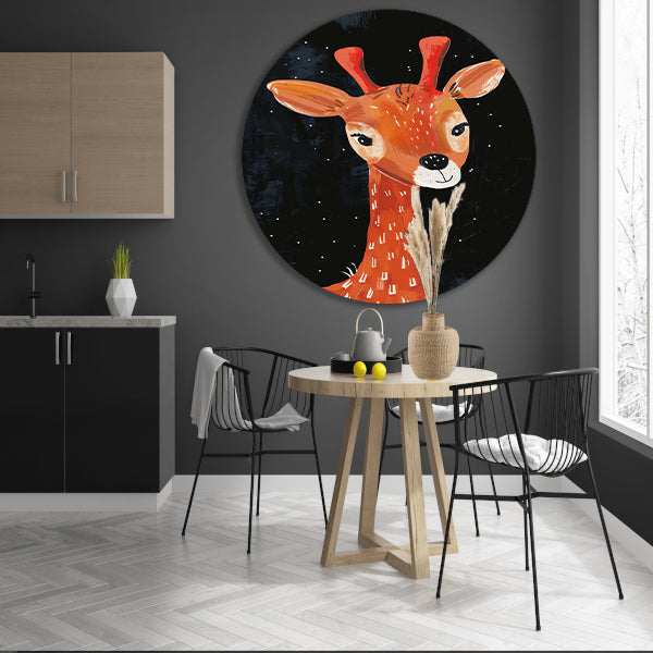 Abstract giraf onder de sterrenhemel aluminium muurcirkel