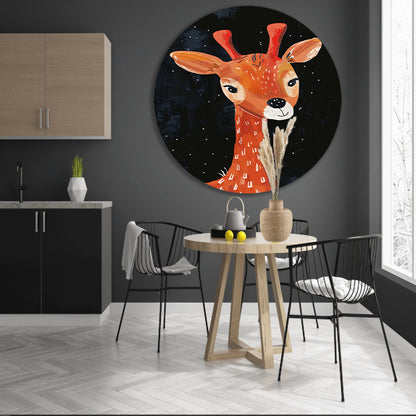 Abstract giraf onder de sterrenhemel aluminium muurcirkel