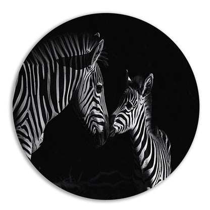 Zebra moeder en veulen in zwart-wit forex muurcirkel