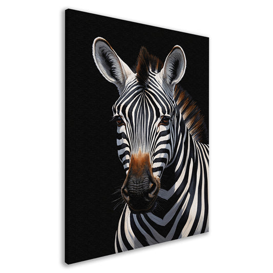 Zwart-witte Zebra Portret in Detail canvas