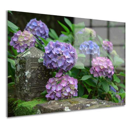 Impressionistische paarse bloemen acrylglas