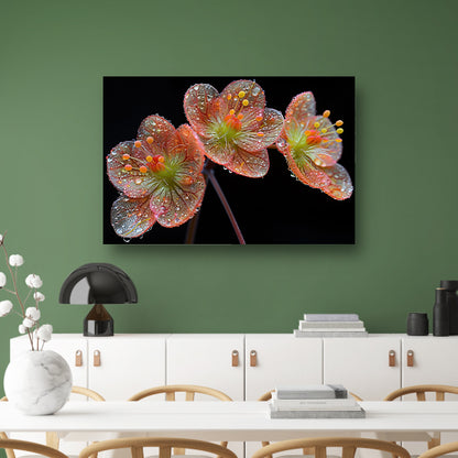 Ochtenddauw op bloemen canvas