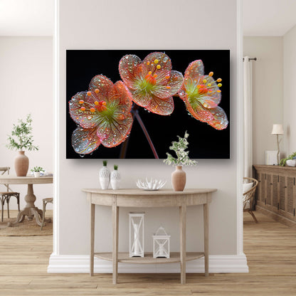 Ochtenddauw op bloemen canvas