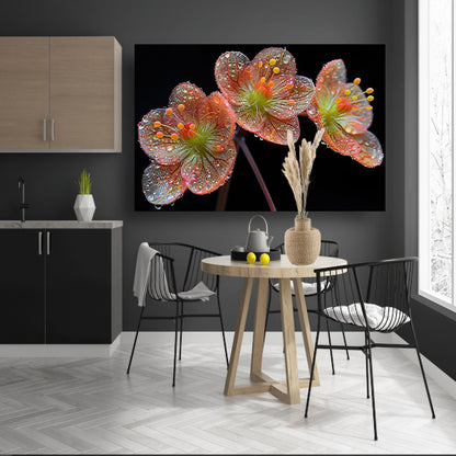 Ochtenddauw op bloemen canvas