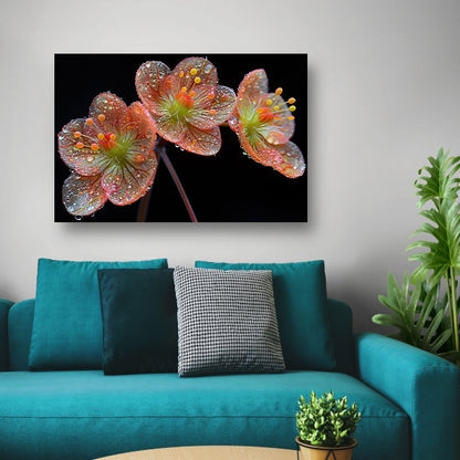 Ochtenddauw op bloemen canvas