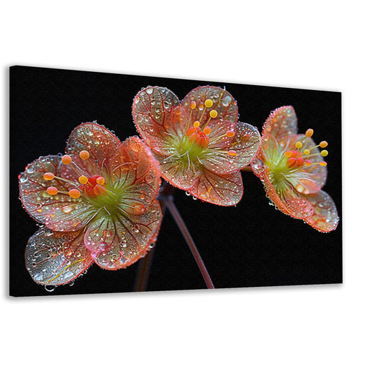 Ochtenddauw op bloemen canvas