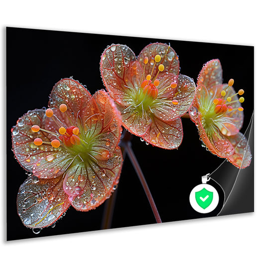 Ochtenddauw op bloemen poster