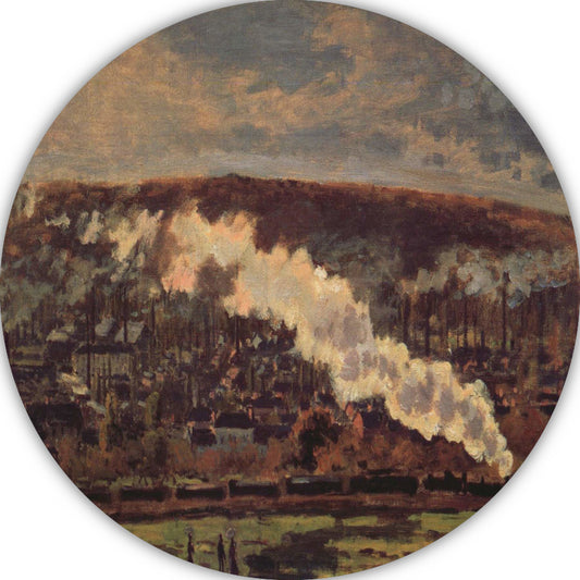 De Goederentrein - Claude Monet aluminium muurcirkel