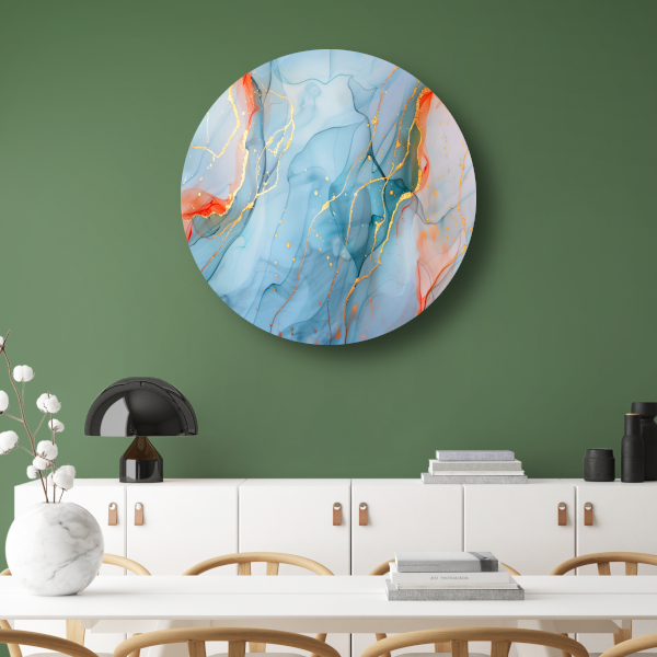 Droom in Blauw met Gouden Sieraden aluminium muurcirkel