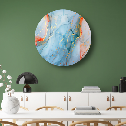 Droom in Blauw met Gouden Sieraden aluminium muurcirkel