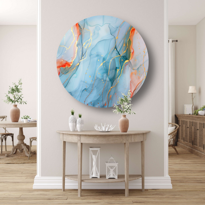 Droom in Blauw met Gouden Sieraden aluminium muurcirkel