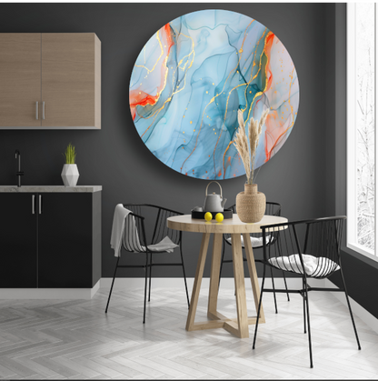 Droom in Blauw met Gouden Sieraden aluminium muurcirkel