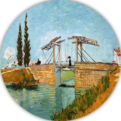 De ophaalbrug - Vincent van Gogh aluminium muurcirkel