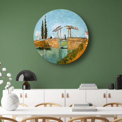 De ophaalbrug - Vincent van Gogh aluminium muurcirkel