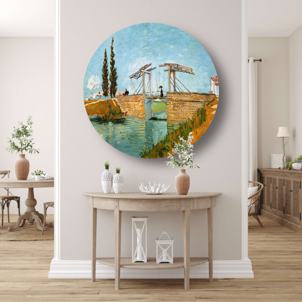 De ophaalbrug - Vincent van Gogh aluminium muurcirkel