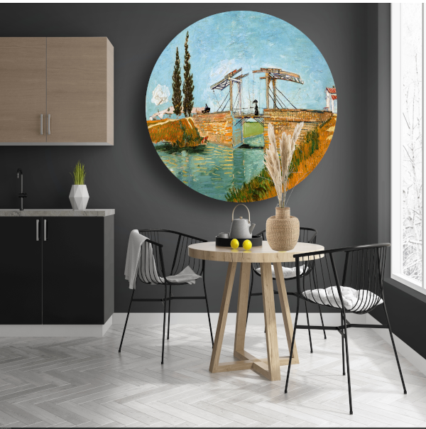 De ophaalbrug - Vincent van Gogh aluminium muurcirkel