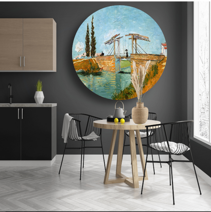 De ophaalbrug - Vincent van Gogh aluminium muurcirkel