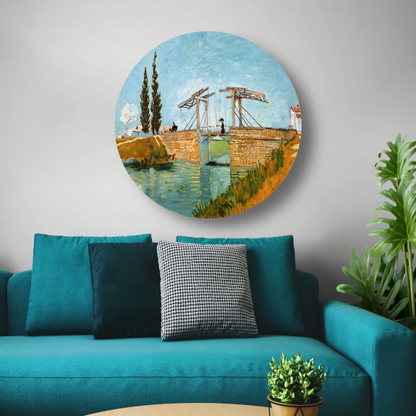 De ophaalbrug - Vincent van Gogh aluminium muurcirkel