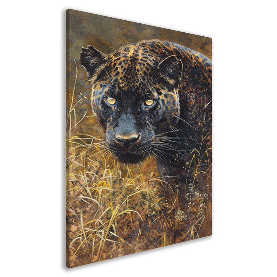 Gedetailleerd aquarel schilderij van een panter canvas