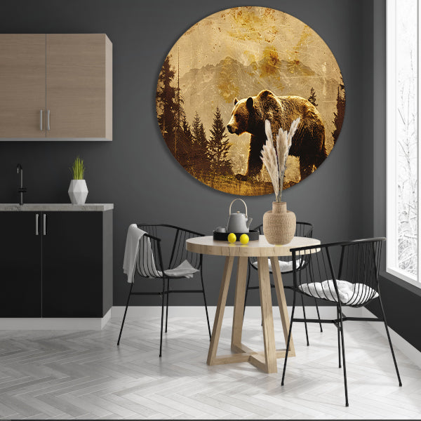Wandelende beer in sepia boslandschap forex muurcirkel