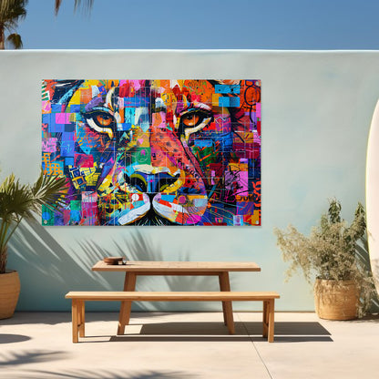 Kleurrijke abstracte leeuw schilderij kunst tuinposter