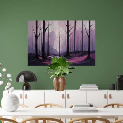 Abstract Boslandschap in Paarse Dageraad poster