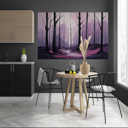 Abstract Boslandschap in Paarse Dageraad poster