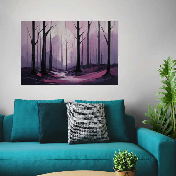 Abstract Boslandschap in Paarse Dageraad poster
