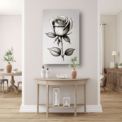 Minimale zwarte lijntekening van roos acrylglas